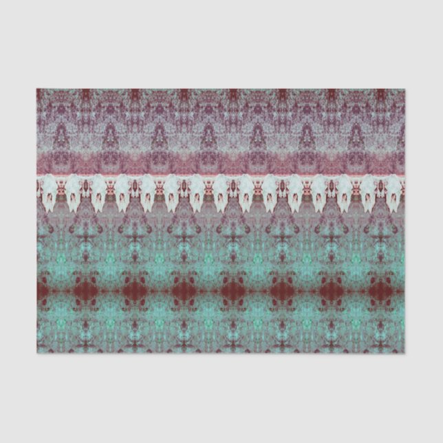 Tribal Western Muster Aquamarin Bull Cow Skull Cou Seidenpapier (Vorderseite)