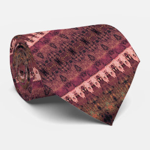Tribal Western Muster braun rosa Stier Kuh Schädel Krawatte