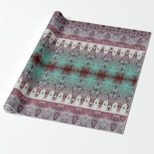 Tribal Western Pattern Türkis Stier Kuh Schädel La Geschenkpapier