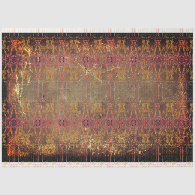 Tribal Western Rust Brown Lila Textur Muster Seidenpapier (Vorderseite)