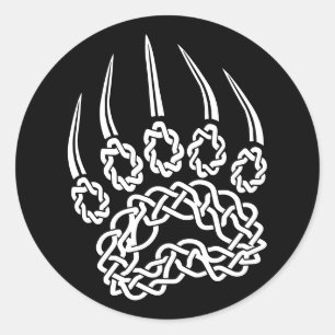 Tribal White Bear Paw Runder Aufkleber