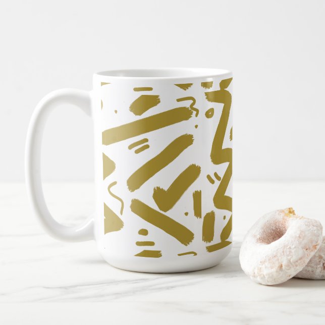 Tribal White und Gold Kaffeetasse (Mit Donut)