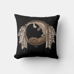 Tribal Wildlife Pillow Native Art Buffallows Kissen