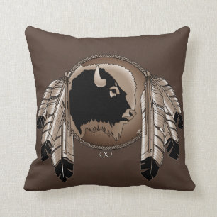 Tribal Wildlife Pillow Native Art Buffalo Pillows Kissen