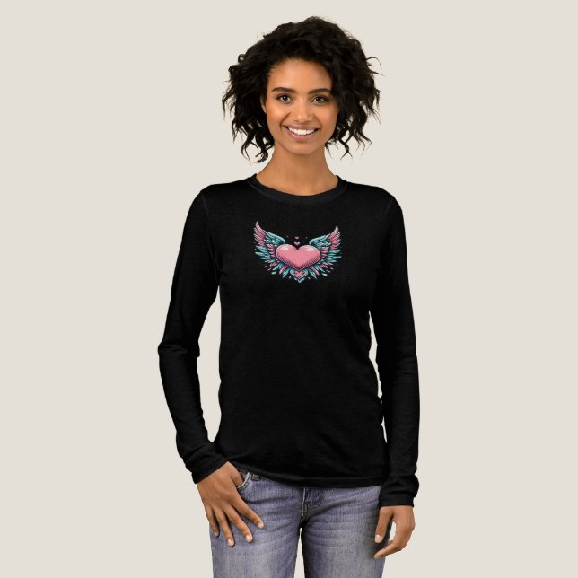 Tribal Winged Heart Tri-Blend Shirt (Volle Vorderseite)