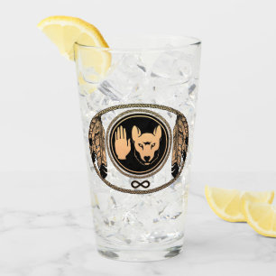 Tribal Wolf Art Glasses Metis Flag Trinkbehälter Glas