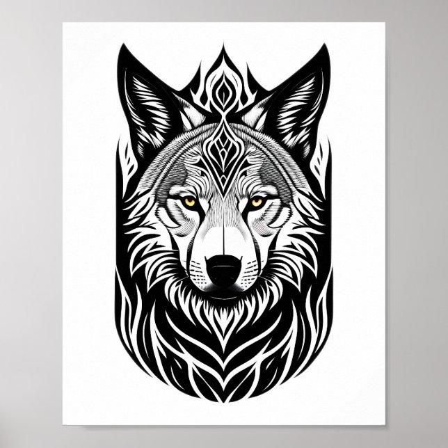 Tribal Wolf Face Design Poster (Vorne)