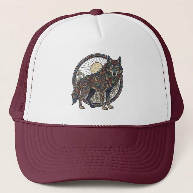 Tribal Wolf Hat Truckerkappe (Vorderseite)