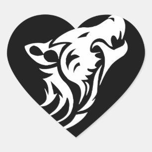 Tribal Wolf Herz-Aufkleber