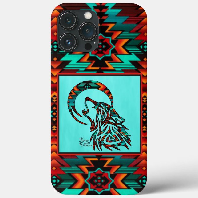 Tribal Wolf Howling im iPhone-Fall des Mondes Case-Mate iPhone Hülle (Rückseite)