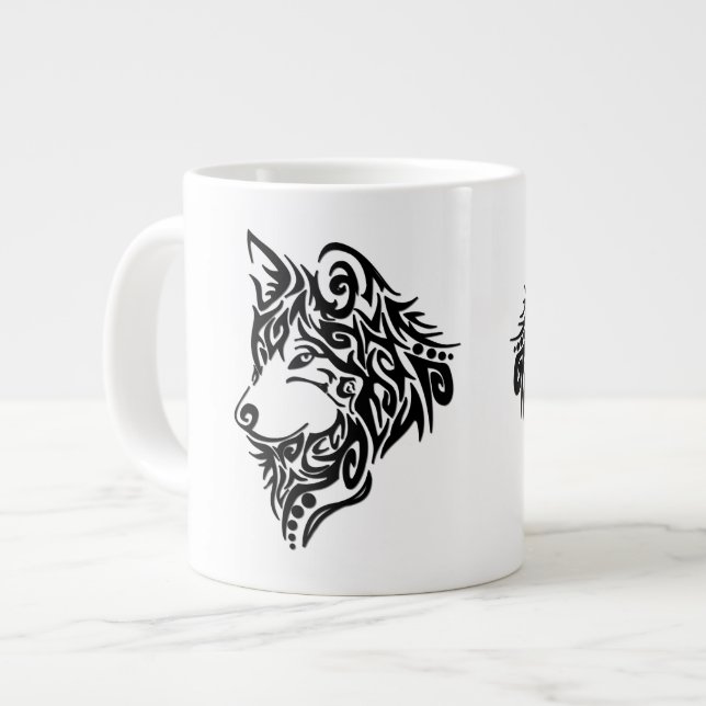 Tribal Wolf Jumbo-Tasse (Vorderseite Links)