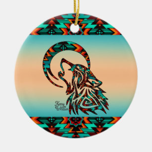 Tribal Wolf Keramik Ornament