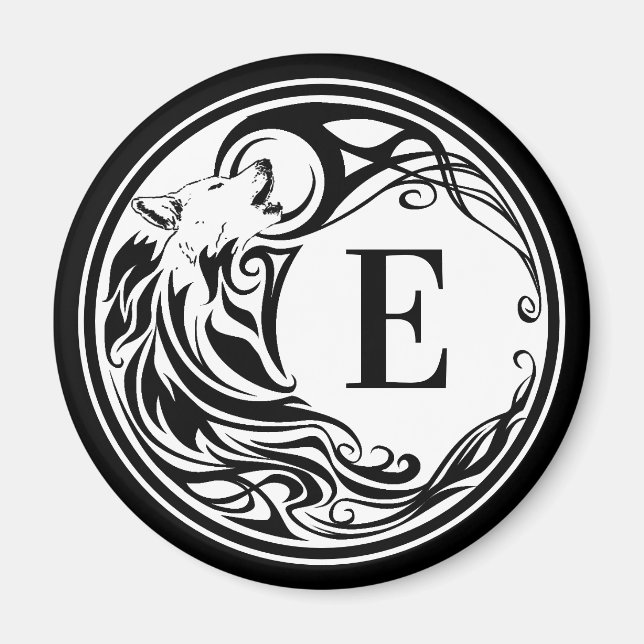 Tribal Wolf Monogram Magnet (Vorne)