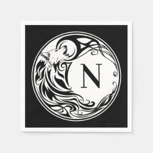 Tribal Wolf Monogram Serviette