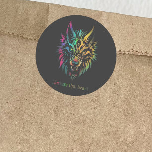 Tribal Wolf Patch - "Die Pflege der Bestie" Runder Aufkleber