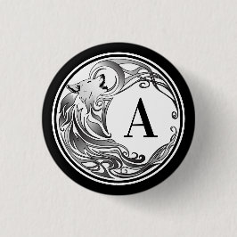 Tribal Wolf - Schattenmonogramm Button