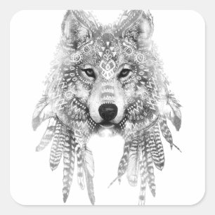 Tribal Wolf Spirit Quadratischer Aufkleber