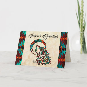 Tribal Wolf-Urlaubskarte Feiertagskarte