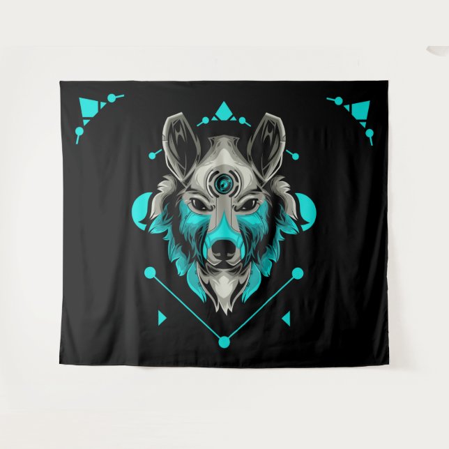 Tribal Wolf Wandteppich (Vorderseite (Horizontal))