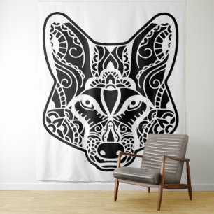 Tribal WOLF Wandteppich