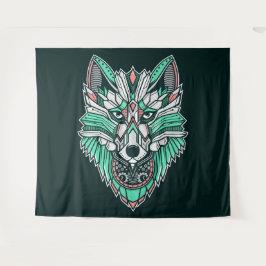 Tribal Wolf Wandteppich