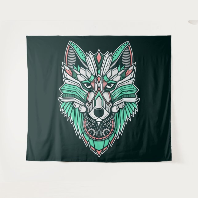 Tribal Wolf Wandteppich (Vorderseite (Horizontal))