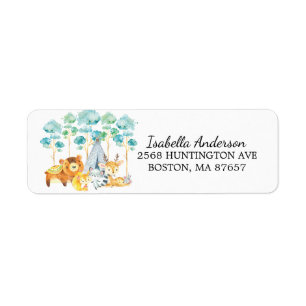 Tribal Woodland Animals Baby-Dusche-Adressetikett