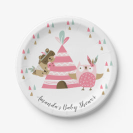 Tribal Woodland Animals Baby Shower 7" Plättchen Pappteller
