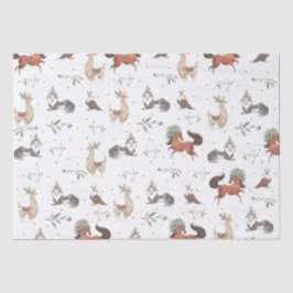 Tribal Woodland Animals Teepee Feathers Decoupage Seidenpapier