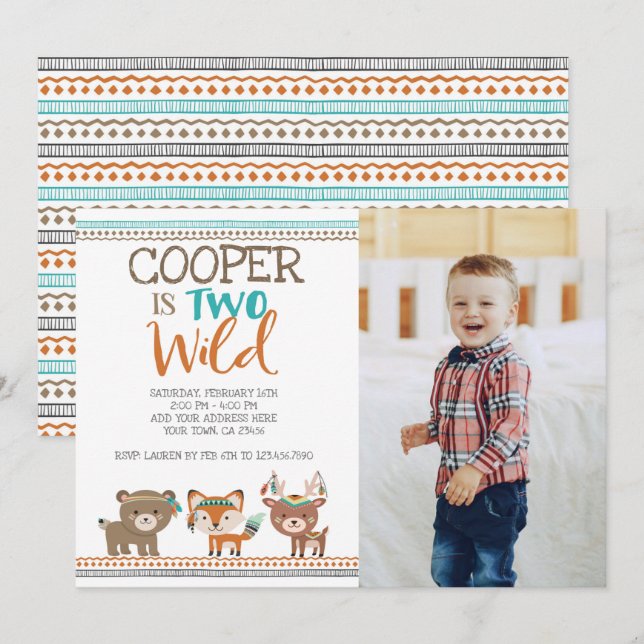 Tribal Woodland Einladung (Vorne/Hinten)