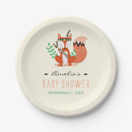 Tribal Woodland Fox Babydusche Papierplatte Pappteller