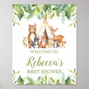 Tribal Woodland Greenerity Babydusche Begrüßungsze Poster