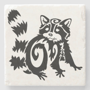 Tribal Woodland Raccoon Design Steinuntersetzer