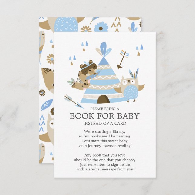 Tribal Woodland Wild One Baby Shower Book for Baby Einladung (Vorne/Hinten)