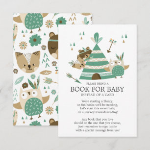 Tribal Woodland Wild One Baby Shower Book for Baby Einladung