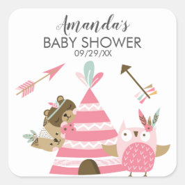 Tribal Woodland Wild One Baby Shower Sticker