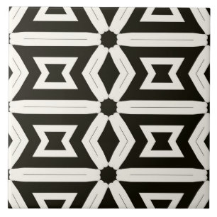 Tribal Zuhause Floral Garden Walk Black & White Fliese