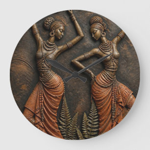Tribalafrikanisches Erbe, skulpturale Kunst Große Wanduhr