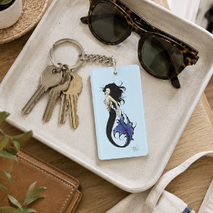 Tribale Blaue Meerjungfrau Elegante Fantasy Sirene Schlüsselanhänger