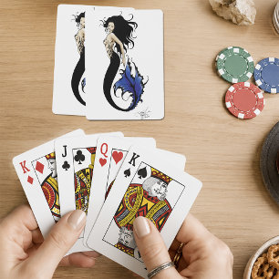 Tribale Blaue Meerjungfrau Elegante Fantasy Sirene Spielkarten