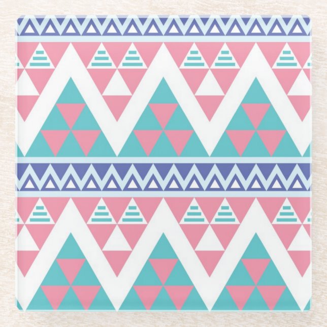 Tribaler Aztec-Farbmuster Glasuntersetzer (Vorderseite)