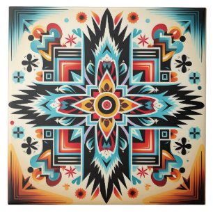 Tribaler Azteken-Muster geometrisch abstrakt farbe Fliese
