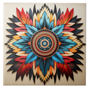 Tribaler Azteken-Muster geometrisch abstrakt farbe Fliese