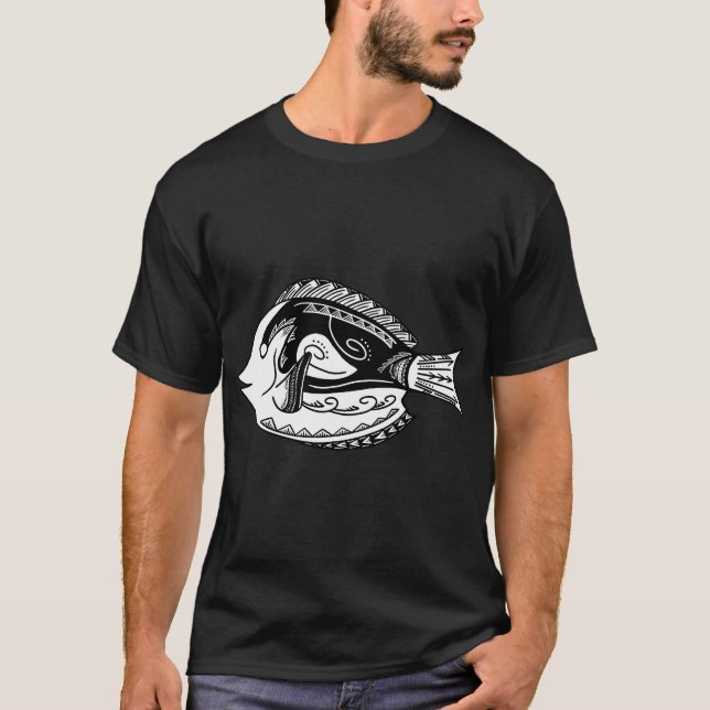 Tribaler Blautang-Fisch T-Shirt (Vorderseite)