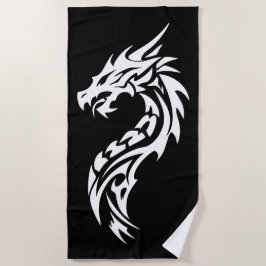Tribaler Drache Silhouette in fett schwarz-weiß Strandtuch