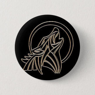 Tribaler metallischer Heulwolf-Emblem Button