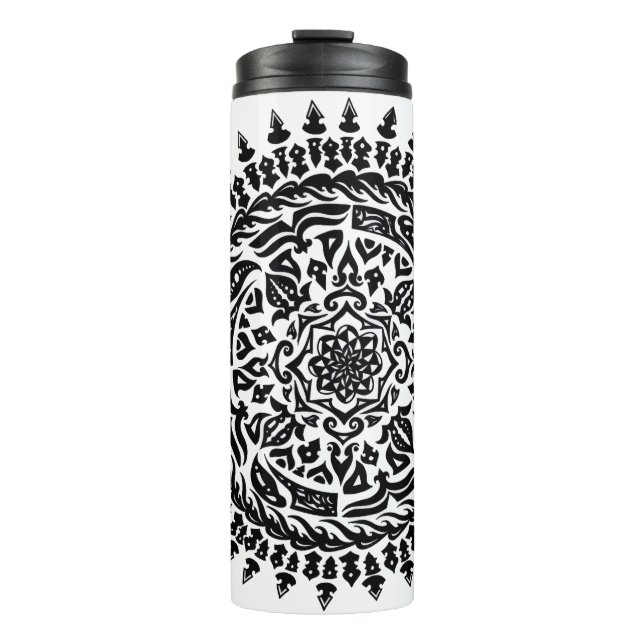 Tribales Mandala-Handzeichnungskunst Thermosbecher (Vorderseite)