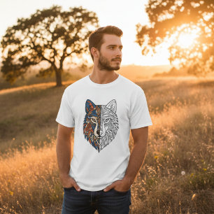 Tribales Mandala-Wolfskopf einzigartiges spirituel T-Shirt