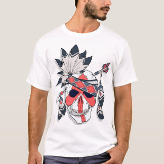 Tribales T-Shirt mit Feder-Schädel-Grafik