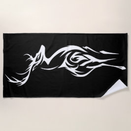 Tribalhirsch-Silhouette Minimal Schwarzweiß-Design Strandtuch